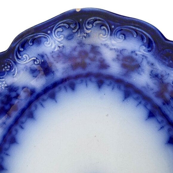 1896-1906 John Maddock & Sons Waverley Flow Blue Oval Serving Platter 12.5" Rare - Picture 7 of 16